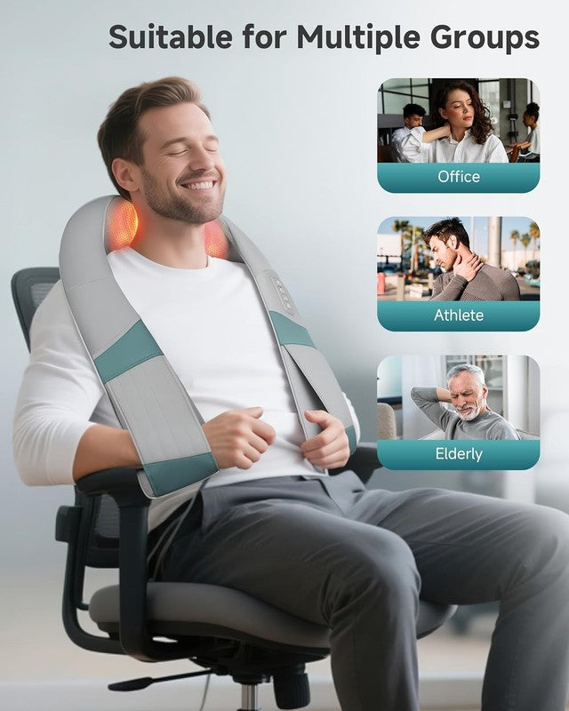 Cordless Shiatsu Neck Massager w/ Heat 4D Kneading Deep Tissue w/ Bag3