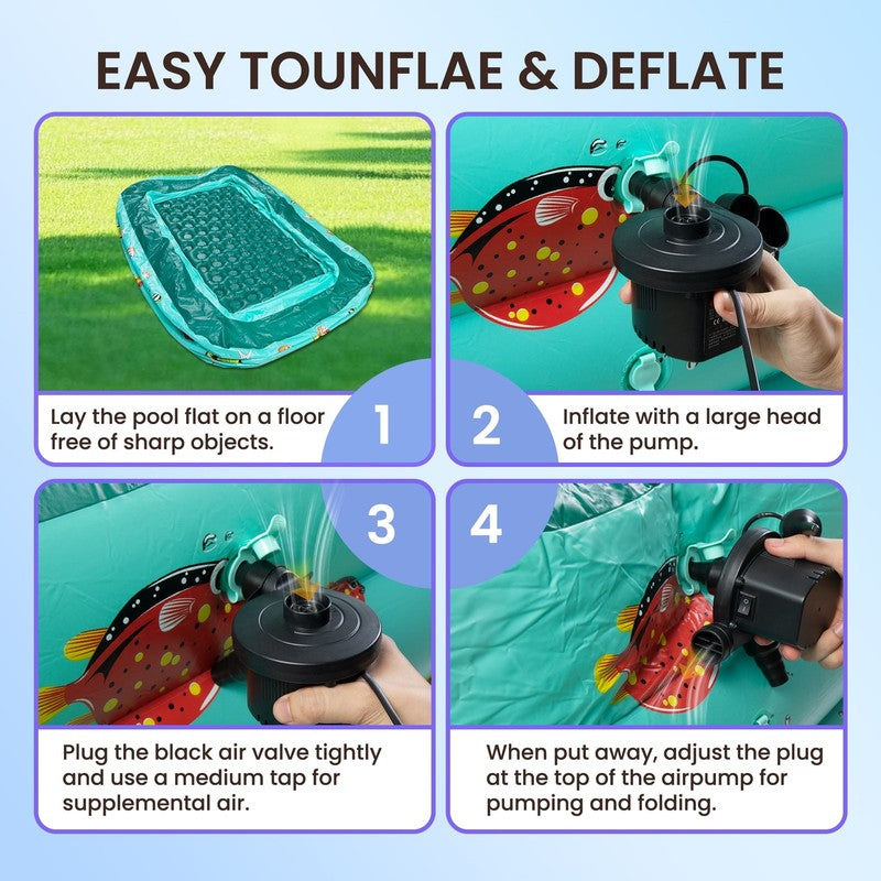 Inflatable Pool, 6.9 X 5 X 1.8 Ft Family Swimming Pools for Kids, Toddlers, Infa7