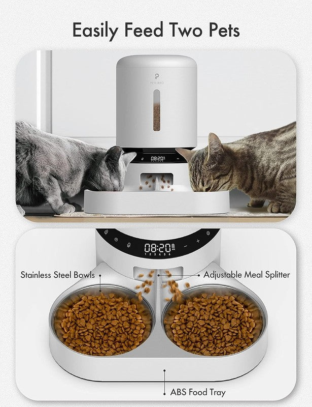 Automatic Cat Feeder, Timed Pet Food Dispenser for Cats Dogs, 6 Meal Daily White1