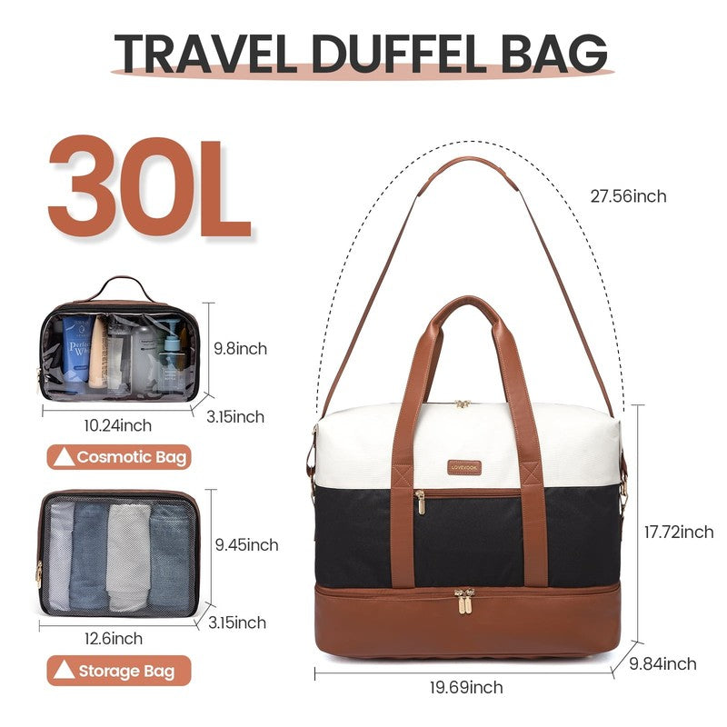 Women Travel Duffel Bag Large Weekender Gym Bag Shoe Compartment Packing Cubes6