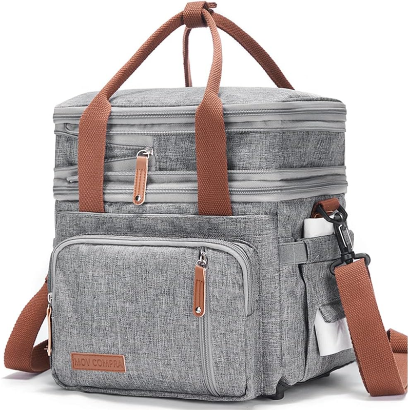 Expandable Double Deck Insulated Lunch Bag 15L Grey Adults7