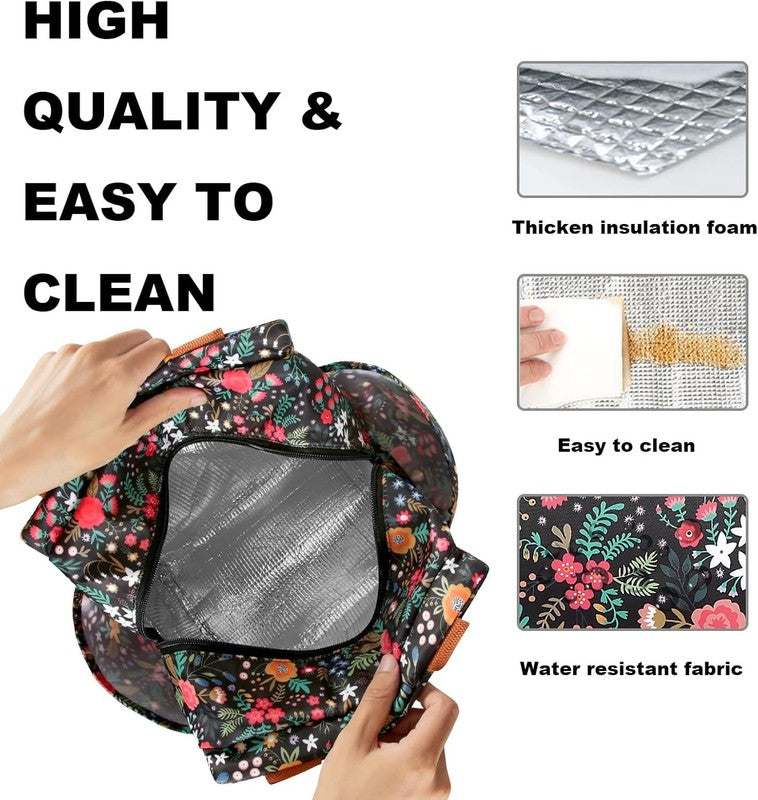 Insulated Lunch Bag for Women Men Large Reusable Cooler Tote w/ Bottle Holder3
