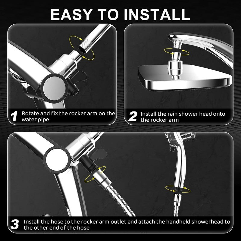 High Pressure Rain & Handheld Shower Head Combo w/ Magnetic Docking & Jets7