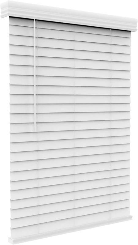 Cordless Faux Wood Blinds with Valance, 34.25" W x 60" H, White7