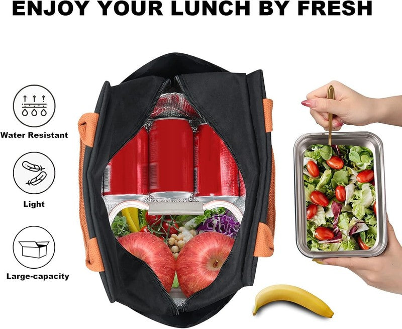 Insulated Lunch Bag Women Leakproof Large Cooler Tote w Bottle Holder Black2