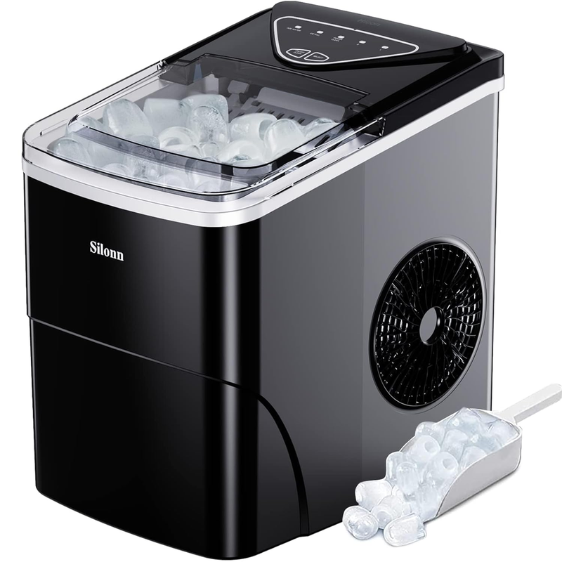 Countertop Ice Maker, 9 Cubes in 6 Mins, Self-Cleaning, 2 Sizes, 26Lbs/Day9