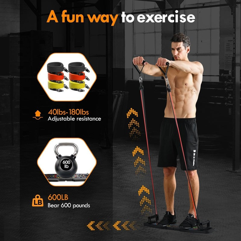 Push Up Board Home Gym 20 in 1 Pilates Bar Resistance Bands Ab Roller2