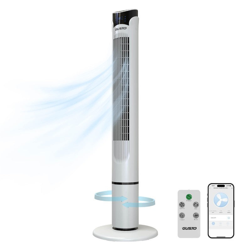 40" Smart Tower Fan, Bladeless Oscillating Standing Floor Fan with Remote, LED D0