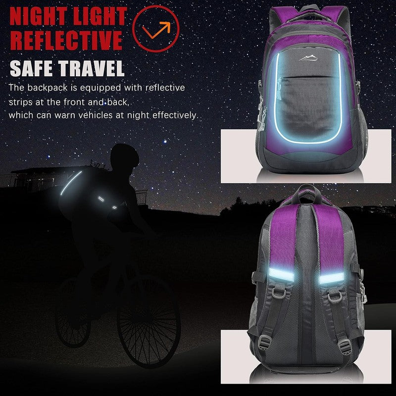 15.6" Laptop Backpack College Travel Business Hiking Multi-Compartment Purple3