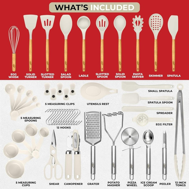 50 PCS Silicone Kitchen Utensils Set - Heat Resistant Non-Stick Tools2