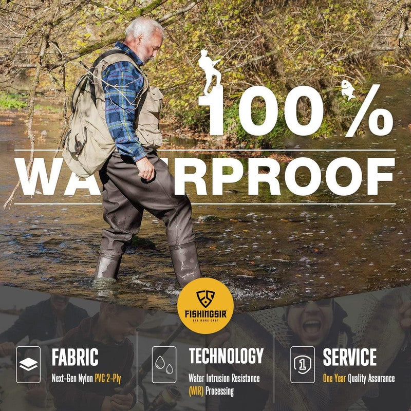 Fishing Waders for Men, 2 Ply Nylon/Pvc Waterproof Women Chest Wader with Boots,4