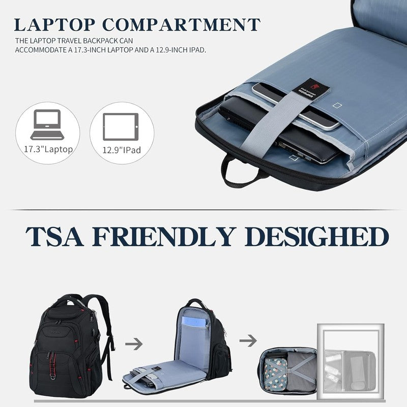 Travel Laptop Backpack for Men, 17.3 Inch Computer Backpack, 45L Anti Theft Busi3