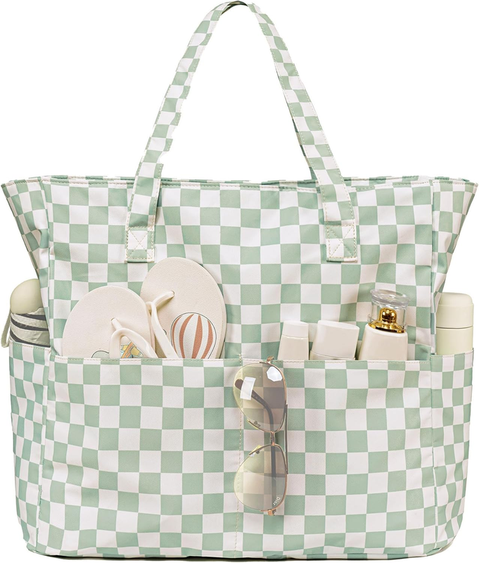 Waterproof Beach Bag Large Women Sandproof Tote Zipper Wet Pocket Travel0