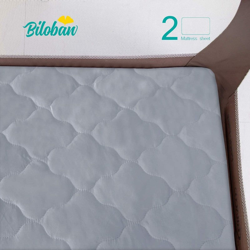 Waterproof Pack and Play Mattress Pad Fitted Sheet, Gray, 39" x 27"4