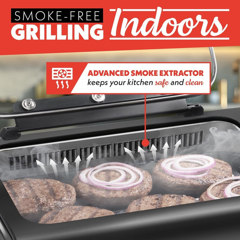 6 Qt Smokeless Indoor Grill & Air Fryer, 5 In 1 Foodstation, Black6