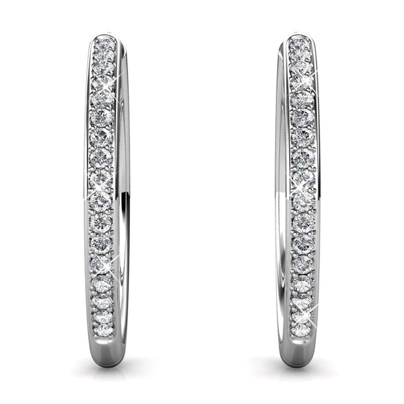 Bianca 18K White Gold Plated 25Mm Hoop Earrings with Crystals for Women8