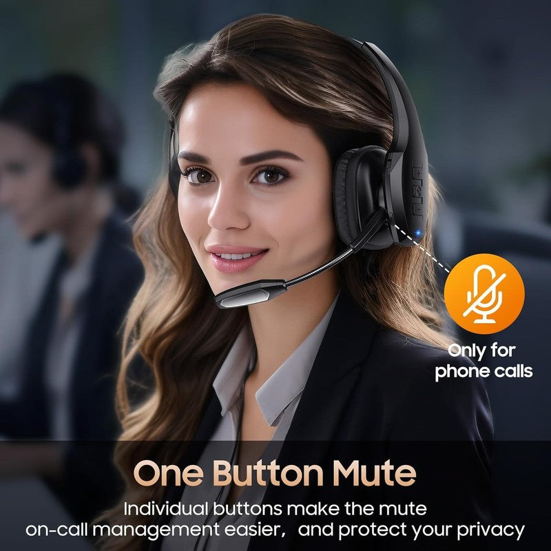 Trucker Bluetooth Headset Dual Noise Cancel Mic 55H Work Wireless PC/Phone5