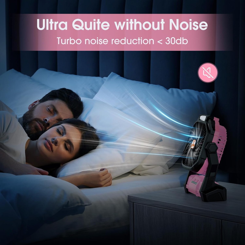 Portable Rechargeable Fan 20000mAh Cordless Table Fan w/ LED Lantern USB-C5