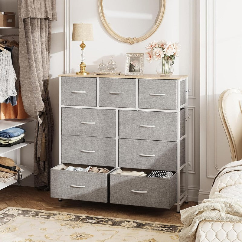 9 Drawer Dresser, Fabric Storage Tower for Bedroom, Hallway, Entryway, Closet, T7