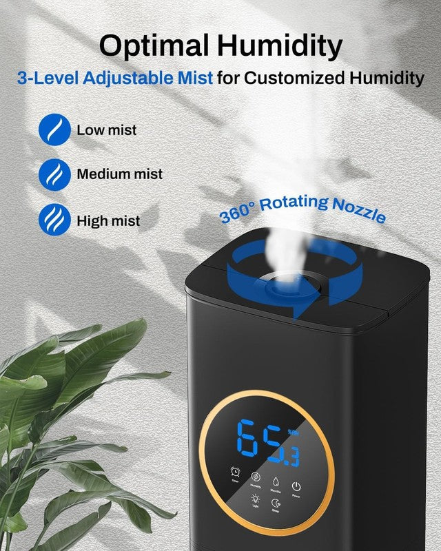 8L Cool Mist Humidifier Large Room Top Fill Night Light Essential Oil Black3