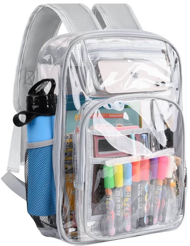 Clear Backpack, Heavy Duty PVC Transparent Backpack Stadium Approved with Reinfo6