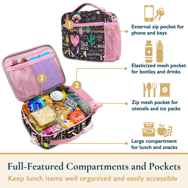 Lunch Bag for Kids – Insulated Lunch Box for Girls and Boys, Cute Reusable Coole9