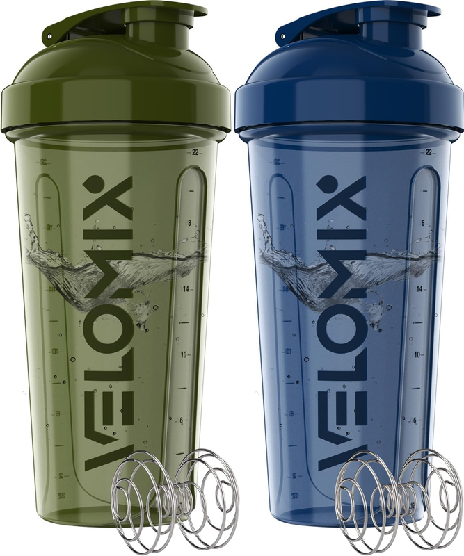 2 Pack 28oz Protein Shaker Bottles Wire Whisk Leakproof Blue Green10