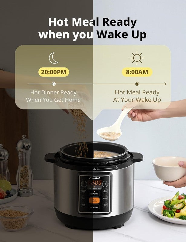 COMFEE’ 7 In 1 Small Electric Pressure Cooker, Slow Cooker, Steamer, Sauté, Sous4