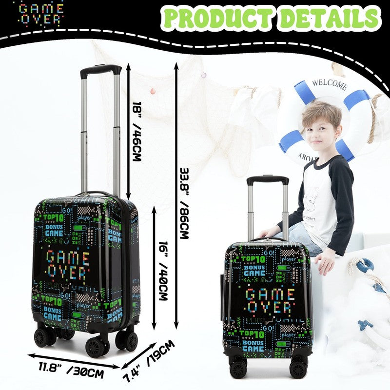 Kids Carry on Luggage Sets for Boys Hardshell Suitcases with Wheels Toddler Back1