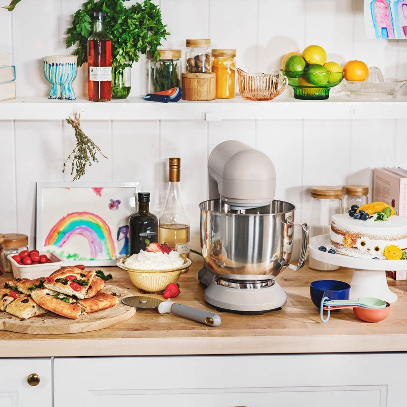 Beautiful 5.3 QT Stand Mixer w/ Flat Beater, Dough Hook by Drew Barrymore Taupe2