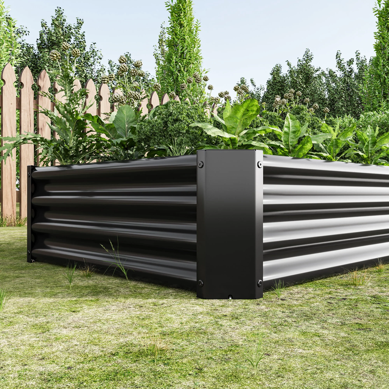 6×3×1Ft Outdoor Metal Raised Garden Bed for Plants,Vegetables,And Flowers,Black4