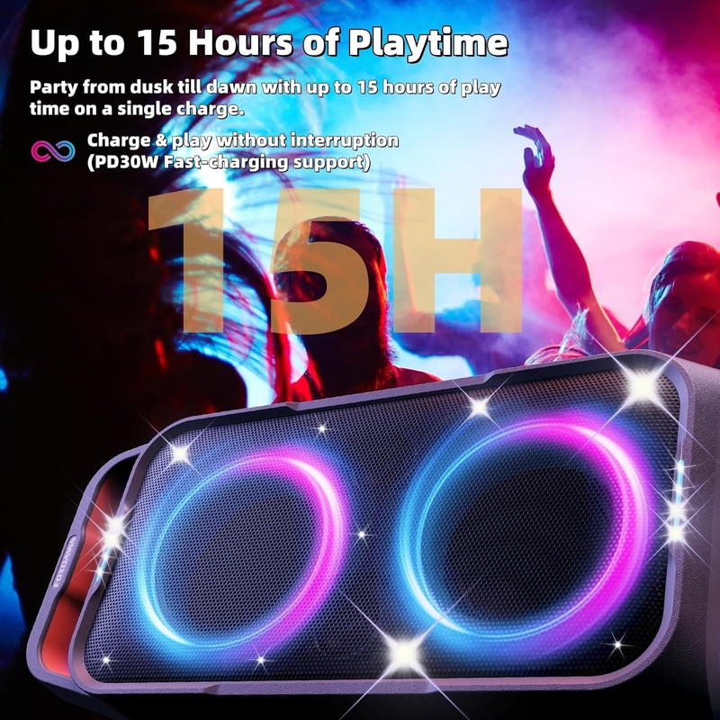 Wireless Boombox Speaker 240W Powerful Bass LED Light Party Outdoor Speaker3