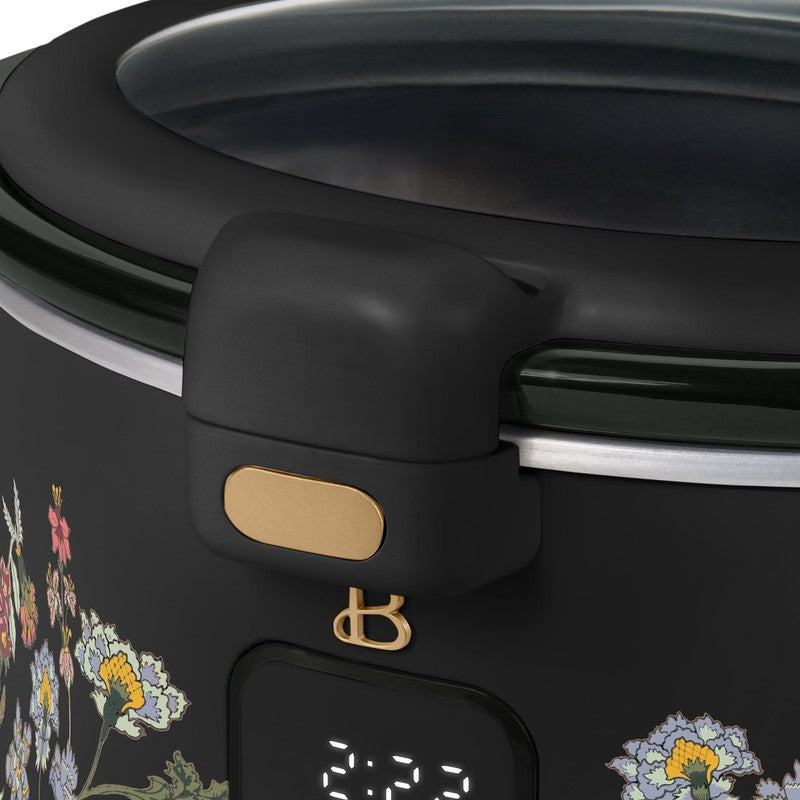 4 Qt Digital Slow Cooker with Hinged Locking Lid, Wildflower Black by Drew Barry8
