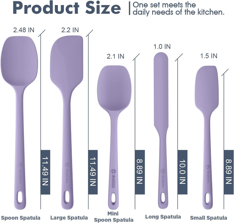 5 Piece Silicone Spatula Set Heat Resistant 600°F Nonstick Cookware1