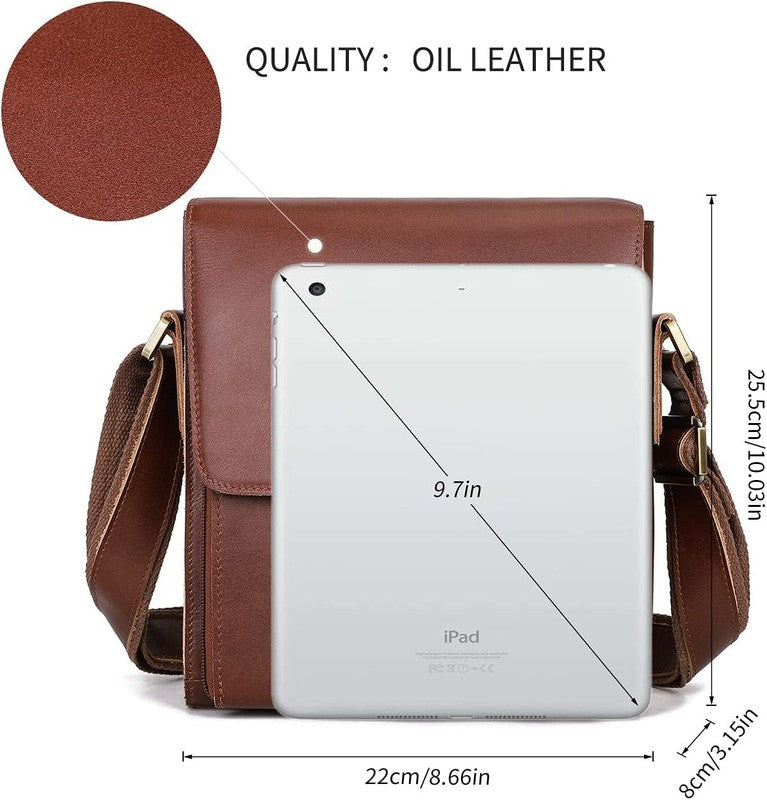 Leather Messenger Crossbody Bag Men Work Business Casual Adjustable Strap5