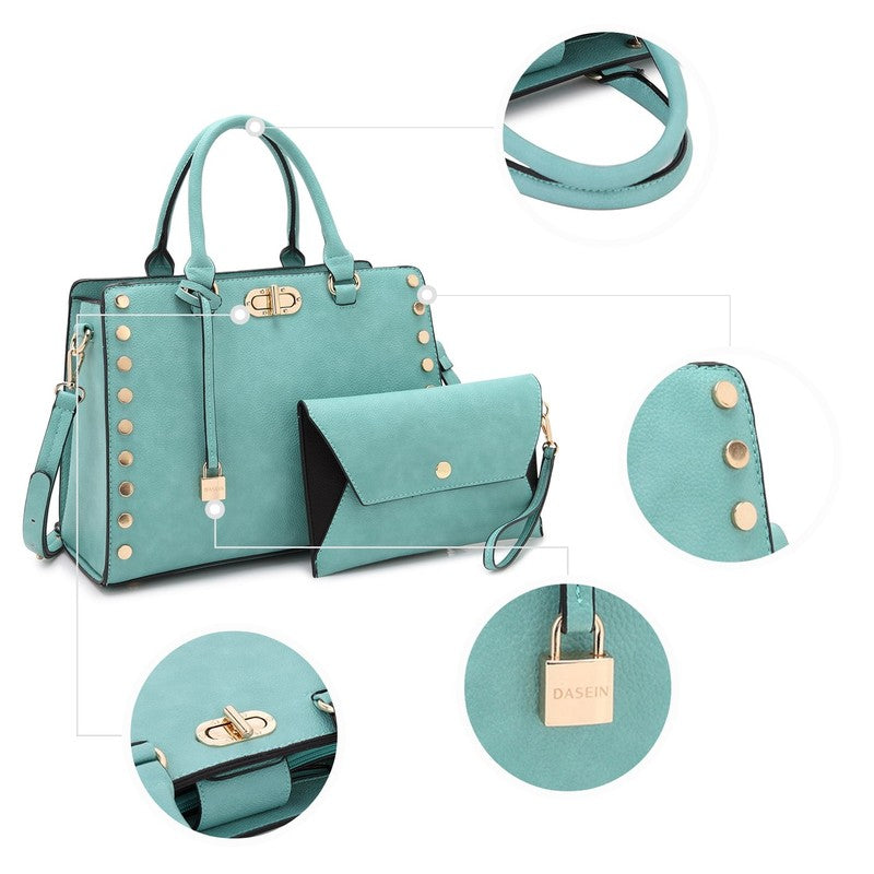 Women Satchel Handbag Shoulder Tote Work Bag with Matching Wallet5