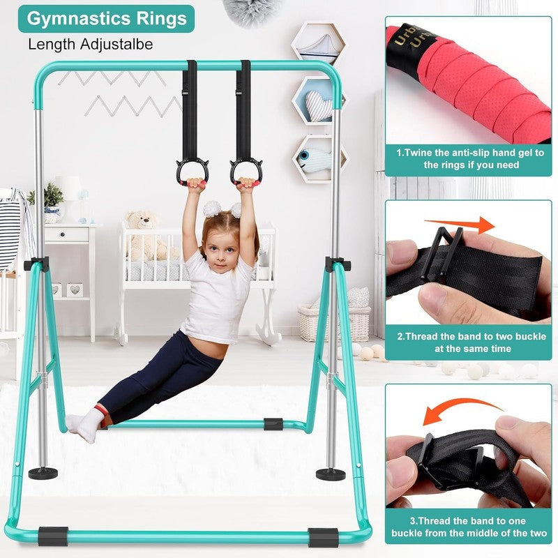 Adjustable Kids Gymnastic Bars Folding Training Kip Bar Expandable Home Use3