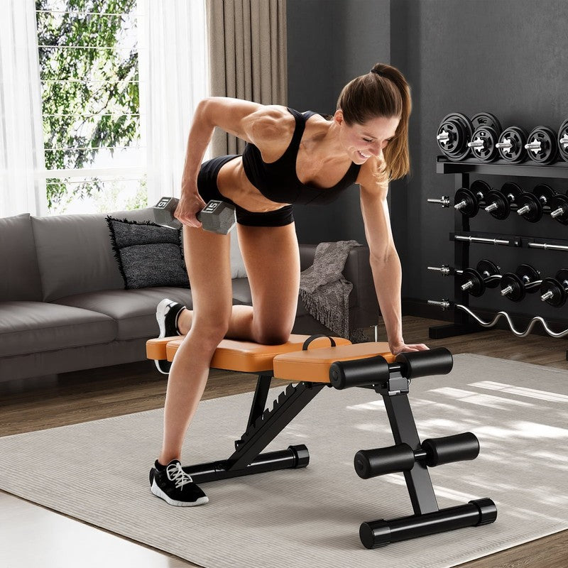 Adjustable Weight Bench 800LB Foldable Brown Olympic Home Gym6