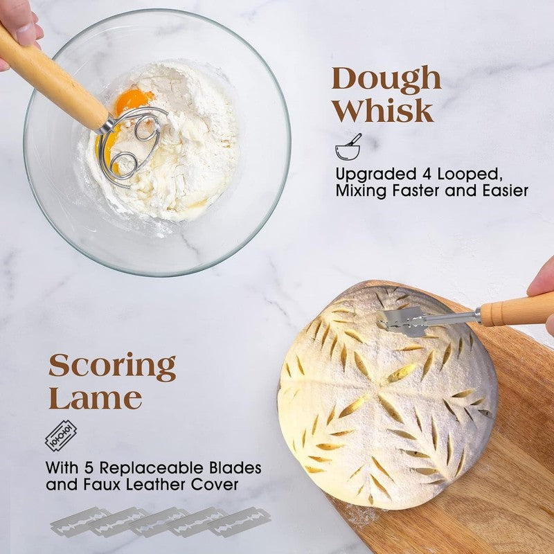 Sourdough Starter Kit w/ 40oz Jar, 9" Round & 10" Oval Banneton Baskets, Sling6