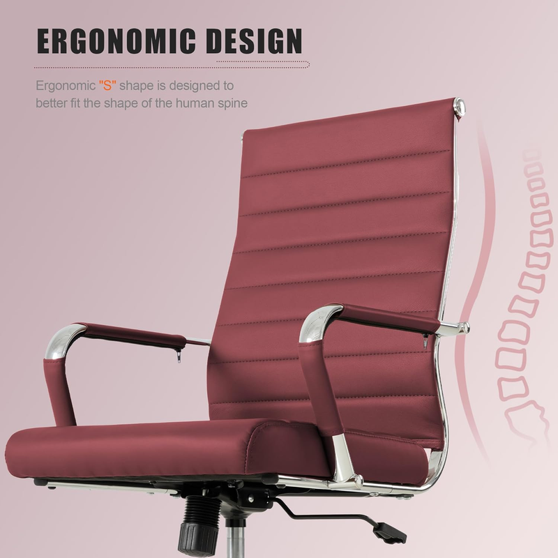 Red Executive Office Chair Ergonomic Leather Swivel Adjustable Desk3