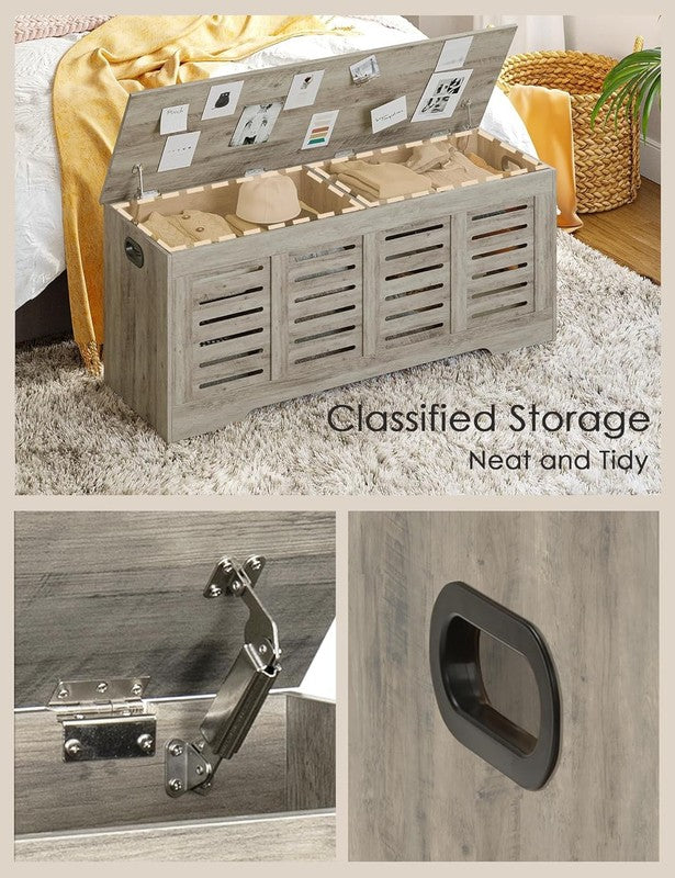 47.3'' Wooden Toy Box Storage Chest Flip Top Entryway Shoe Bench Gray Wash8