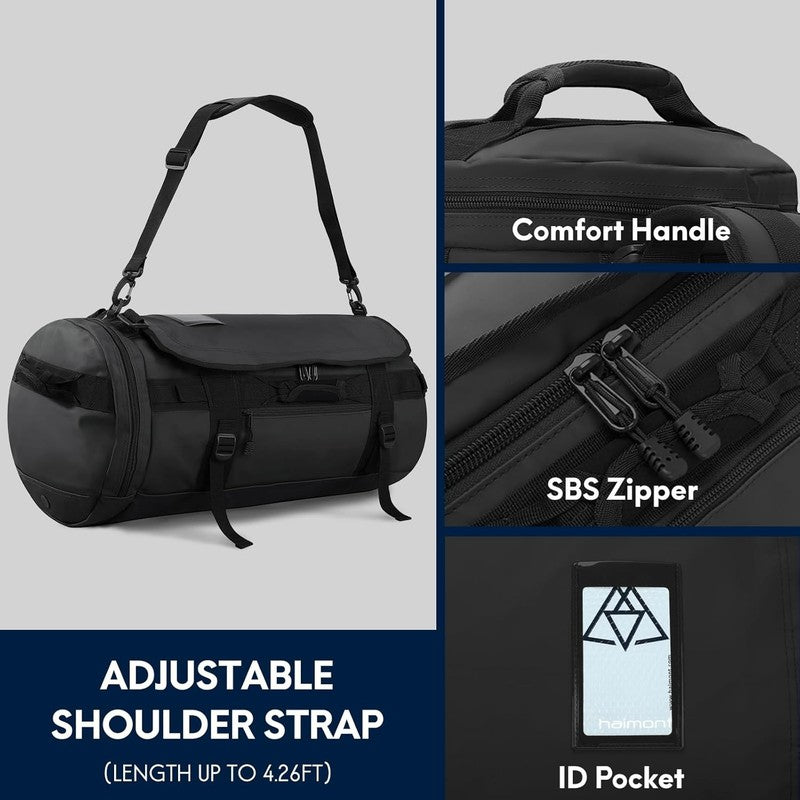 45L Duffle Backpack Black Travel Gym Water Resistant Shoes Compartment4