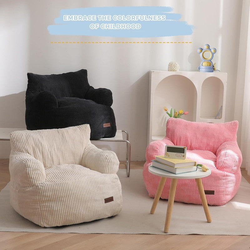 Kids Bean Bag Chair Toddler Sofa w/ Filler Lazy Floor Chair Gaming Beige3