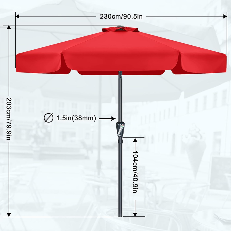 Outdoor 7.5FT Market Umbrella Crank Tilt Waterproof UV Protection Red4