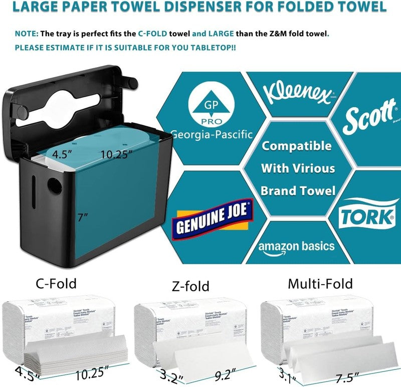 Multifold Paper Towel Dispenser Countertop Black Heavy Duty 300 Sheet8