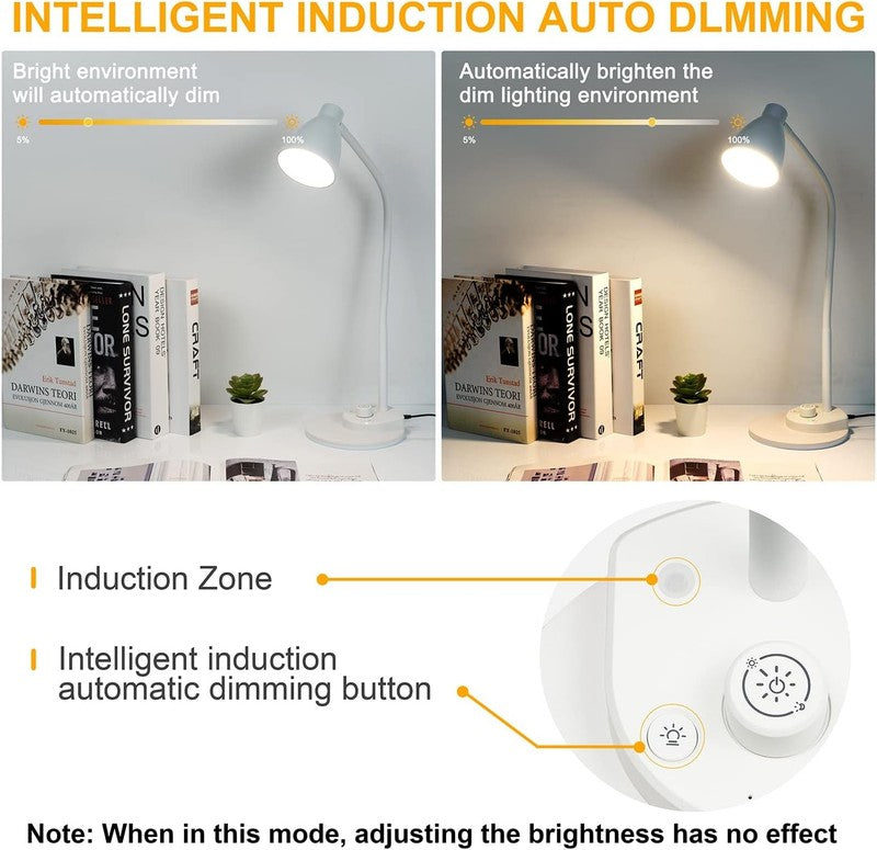 Dimmable LED Desk Lamp with USB Port, 3 Color Modes & Flexible Gooseneck5