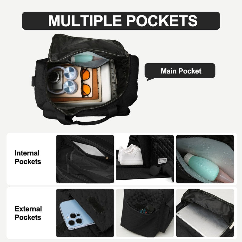 Travel Duffle Bag for Women Men, Weekender Overnight Bags Carry on Gym Bag with3