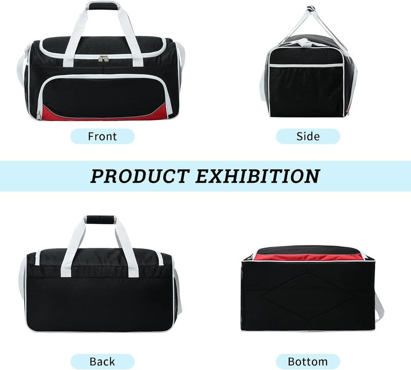 55L Women’s Gym Duffle Bag Large Red Sports Workout Travel Gear White-Black5