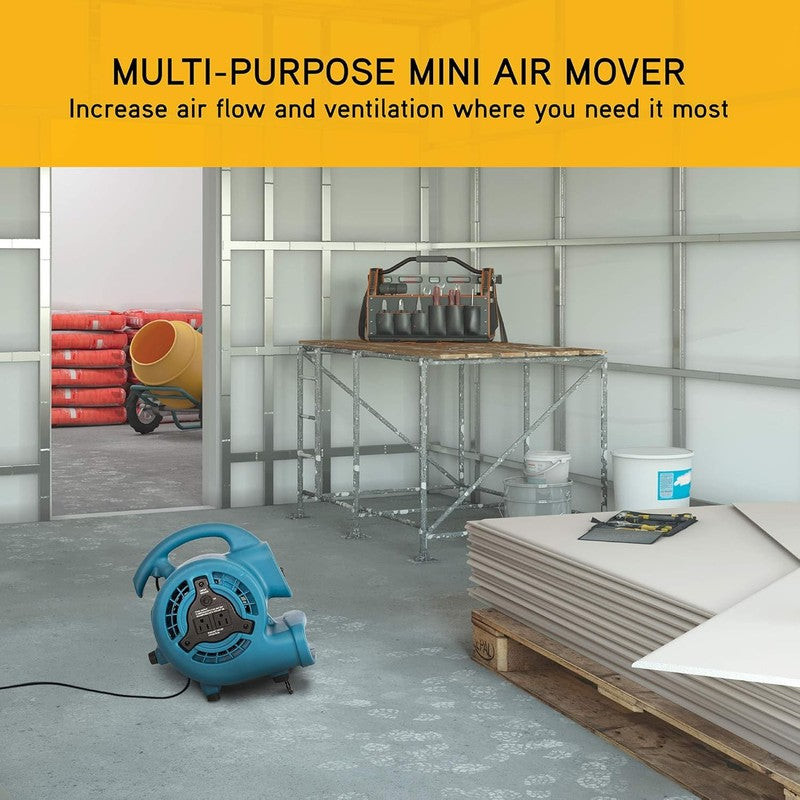 Mini Mighty 138W 600CFM Air Mover Carpet Dryer Floor Fan Blue7