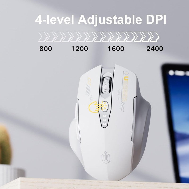 Wireless Mouse Rechargeable 2.4Ghz Visible Battery Ergonomic 4 DPI Levels3